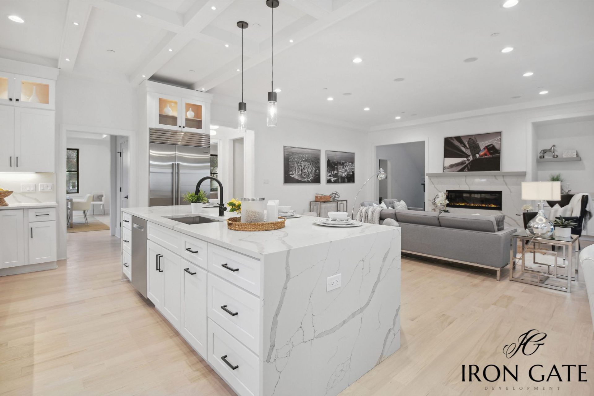 Open kitchen with marble